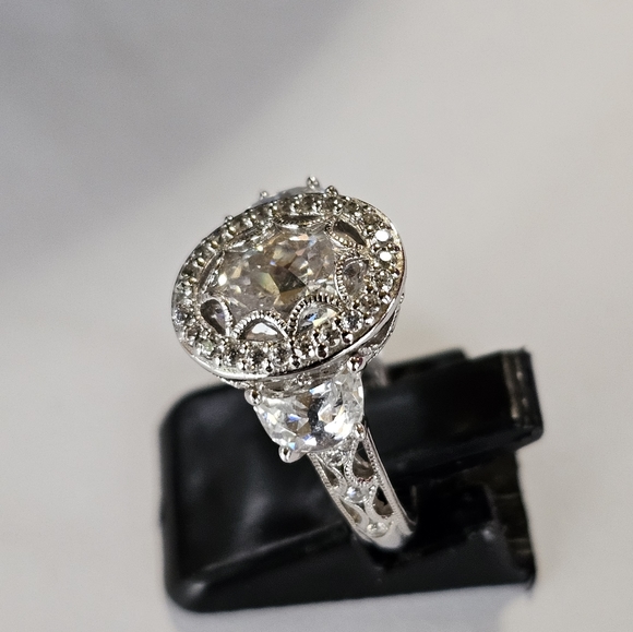 Antique Style Tacori IV Diamonique Epiphany Platinum Clad 925 Ring Size 5.5 - Picture 3 of 16